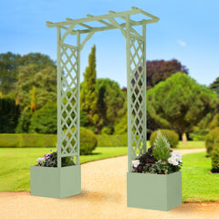 Heritage Rustic Wooden Arch & Planters - Sage Green