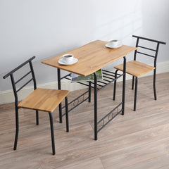 Compact Dining Set - Oak Top with Black Frame