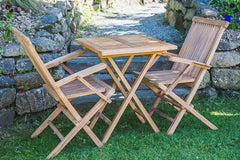 The Heritage Solid Teak 2 Seater Folding Table & Arm Chairs