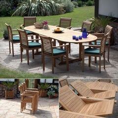 Deauville Solid Teak  Large Outdoor Patio Dining Set