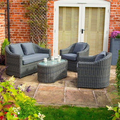 Garden Lover Luxury Rattan Sofa Set - Grey Weave