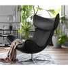 Imola Chair And Ottoman, Star Legs & Black Leather