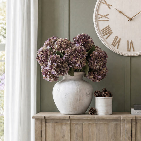 Autumn Burgundy Hydrangea artificial stem
