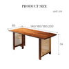Fuchs Dining Table, Solid Wood & Rattan, Dark Oak