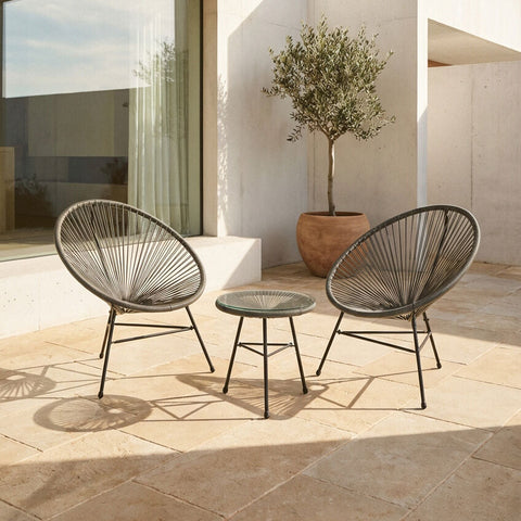 Miami Grey 3 Piece Rattan Patio Set - Heritage Gardens UK Online Garden Centre