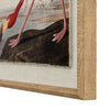 Flamingo on linen in beaded frame