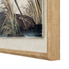 Heron on linen in beaded frame