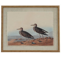 Sandpipers on Linen in Beaded Frame
