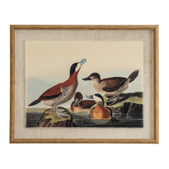 Ducks On Linen In Beaded Frame