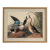 Mallards on linen in beaded frame
