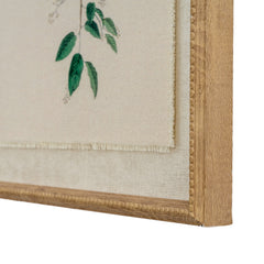 Chickadees on Linen in Beaded Frame