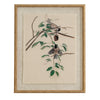 Chickadees on linen in beaded frame