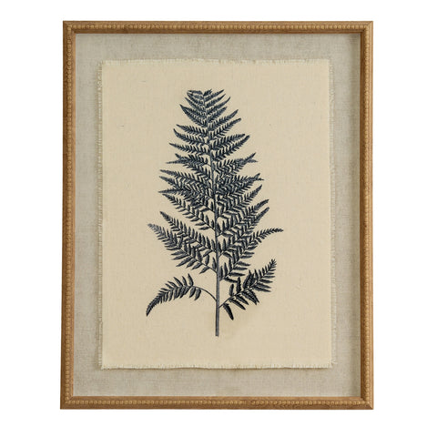 Beech Fern On Linen In Beaded Frame