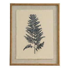 Beech Fern On Linen In Beaded Frame