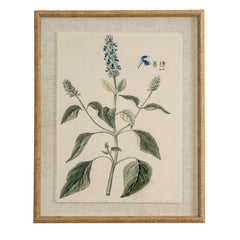 Salvia on Linen in Beaded Frame