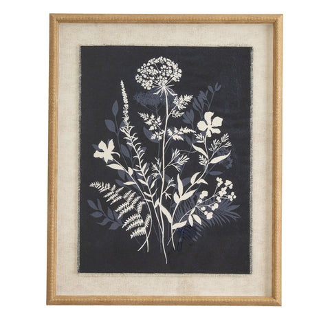 Meadow botanical on linen in beaded frame