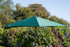 Octagonal 3.5m Wooden Garden Parasol - Green in garden setting