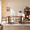 Fuchs Dining Table, Solid Wood & Rattan, Dark Oak