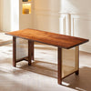 Fuchs Dining Table, Solid Wood & Rattan, Dark Oak