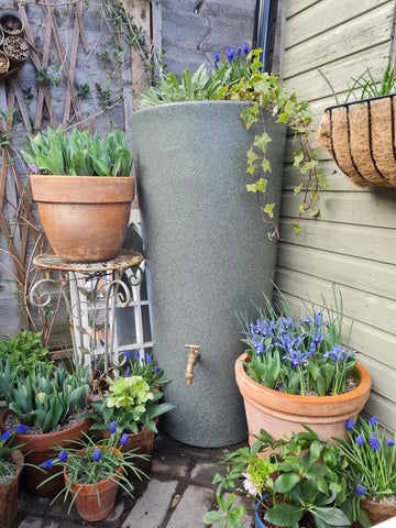 160 Litre Manhattan Curve Water Butt Planter - Black Granite
