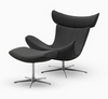 Imola Chair And Ottoman, Star Legs & Black Leather