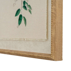 Chickadees On Linen In Beaded Frame