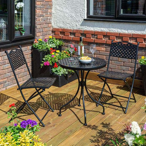 Heritage Lattice Design Bistro Set - Black - Heritage Gardens UK Online Garden Centre