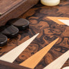 Manopoulos Californian Walnut Burl Luxury Backgammon Set - Heritage Gardens UK Online Garden Centre