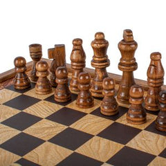 Manopoulos Classic 2 in 1 Chess/Backgammon Games Set in Walnut - Small