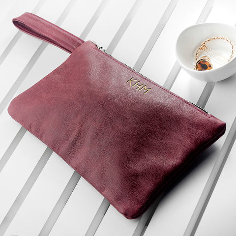 Burgundy Leather Clutch Bag