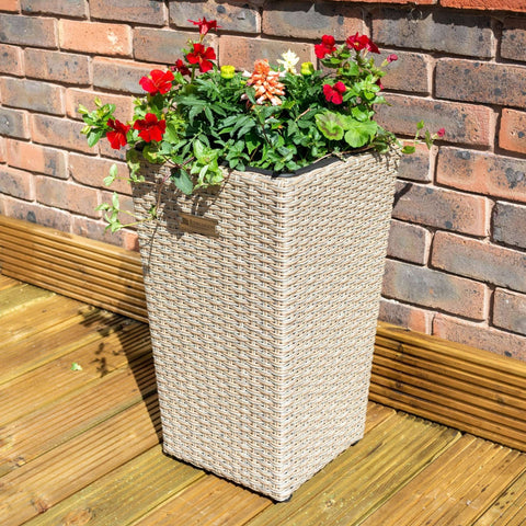 Rowlinson Square Natural Rattan Planter - Pack of 2 - Heritage Gardens UK Online Garden Centre