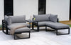Santorini Grey 4 Seater Modular Aluminium Lounge Set with Side Cushions - Heritage Gardens UK Online Garden Centre