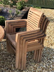 St Tropez Premium Teak Oval Table with 8 Stacking Chairs