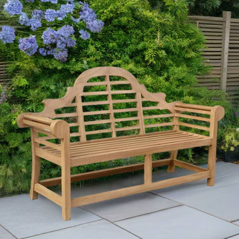 The Sissinghurst Solid Teak Lutyens Garden Bench | 3 Seater - Heritage Gardens UK Online Garden Centre