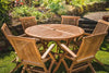 The Heritage Solid Teak 1.2m Round Folding Table & 6 Folding Chairs - Heritage Gardens UK Online Garden Centre