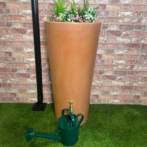 160 Litre Manhattan Curve Water Butt Planter - Washed Terracotta