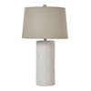White Beaded Ceramic Lamp With Linen Shade - Heritage Gardens UK Online Garden Centre