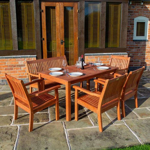 Willington Six Seater Rectangular Hardwood Furniture Set - Heritage Gardens UK Online Garden Centre