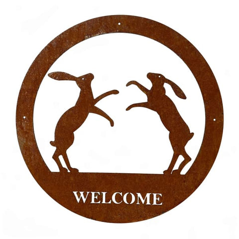 Boxing Hares Welcome Wall Art - Heritage Gardens UK Online Garden Centre