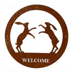 Boxing Hares Welcome Wall Art