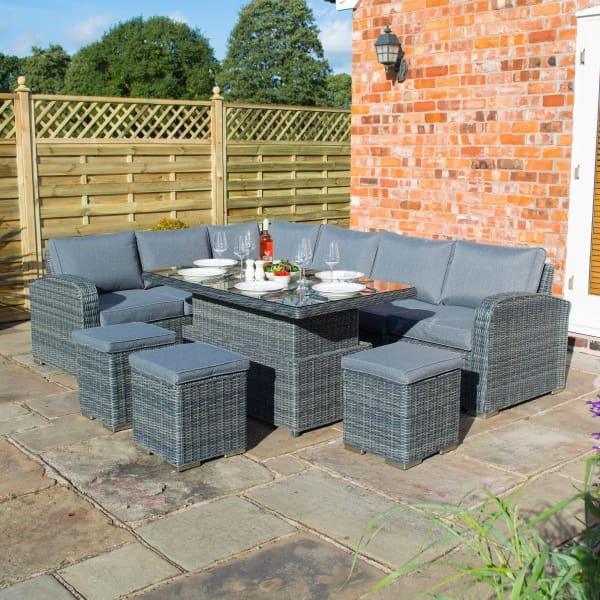 Grey rattan dining shop set