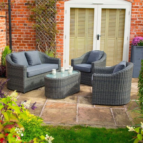 Garden Lover Luxury Sofa Set - Grey Weave - All Weather Rattan Garden Furniture
