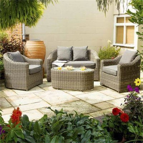 Garden Lover Luxury Rattan Sofa Set - Natural Weave - All Weather Rattan Garden Furniture