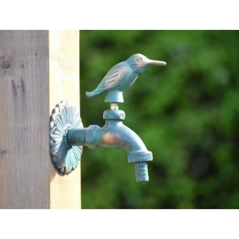 Kingfisher Ornamental Verdigris Garden Tap - Heritage Gardens UK Online Garden Centre