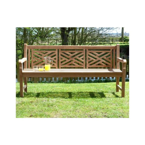Oxford Cross Weave Back Teak Garden Bench 180cm - Garden Benches