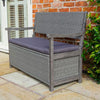 Rowlinson Alderley Rattan Storage Bench - Grey - Heritage Gardens UK Online Garden Centre