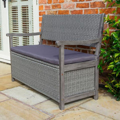 Rowlinson Alderley Rattan Storage Bench - Grey
