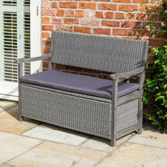 Rowlinson Alderley Rattan Storage Bench - Grey