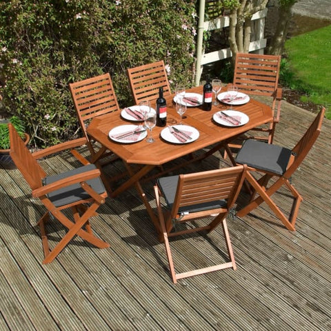 Rowlinson Plumley 6 Seat Dining Set - Grey - Heritage Gardens UK Online Garden Centre