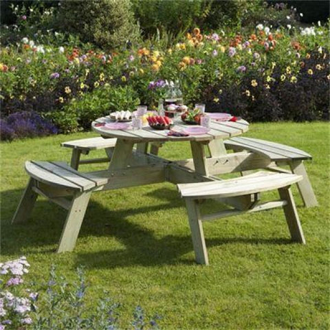 Rowlinson Round Picnic Table - Heritage Gardens UK Online Garden Centre
